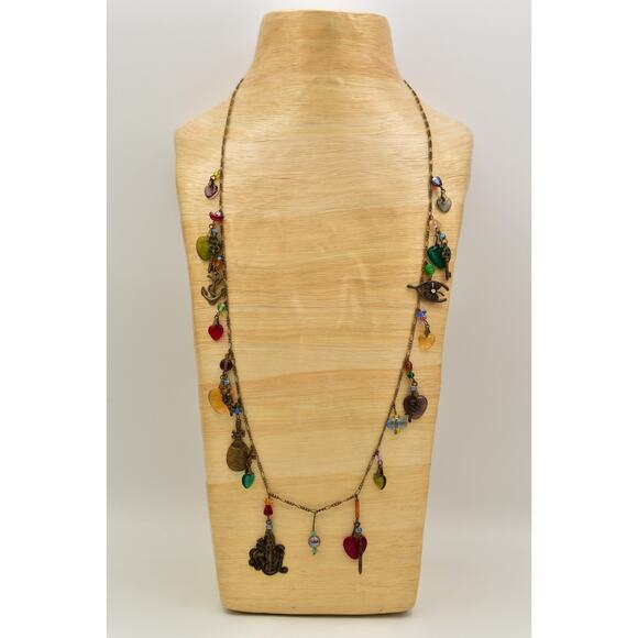 Glass Works Studios Anna Koplik Charm Necklace Heart Horse Brass Signed BinBN - Picture 1 of 12